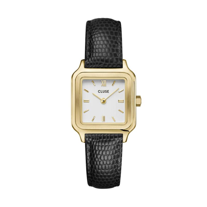 グラシューズペティット ゴールド ブラックレザーリザード（型押し）