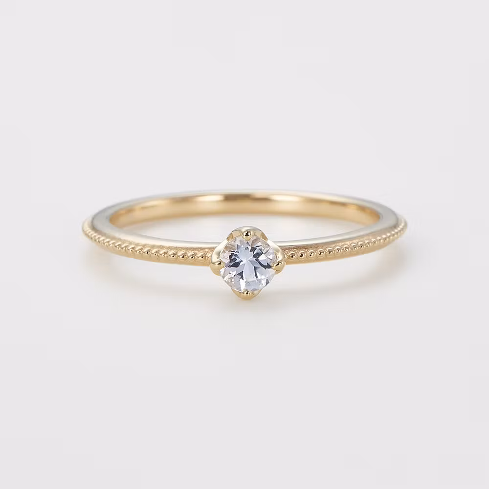 ＜3月誕生石＞K10アクアマリンピンキーリング（マザー）