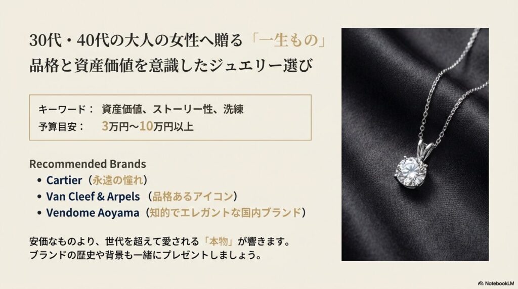 品格と資産価値を重視した大人の女性向けハイブランドジュエリー（Cartier・Van Cleef & Arpels・Vendome Aoyama）の紹介